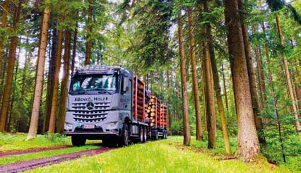 Aufnahme des grauen LKWs der Firma Benköholz - Webschmiede